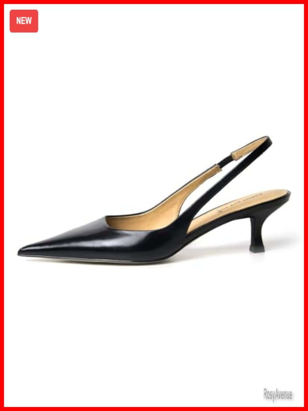FSJ Women's Mid Kitten Heel Slingback Sandals Pointy Toe Stiletto Pumps Dress